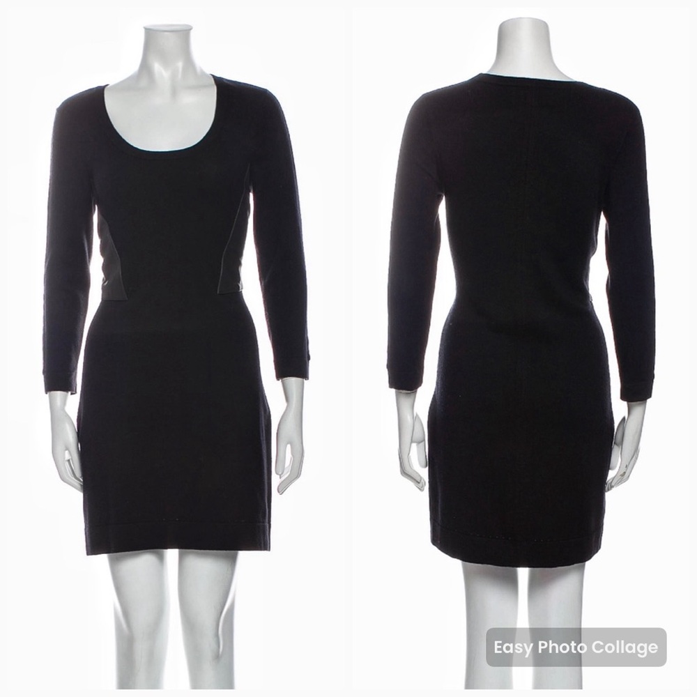 Rag & Bone Black Wool and Leather Accent Sheath Mini Dress Size S
